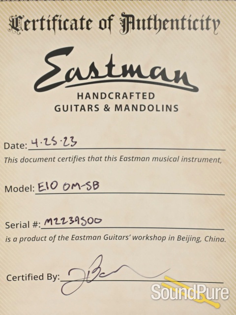 Eastman E10OM-SB Adirondack/Mahogany Acoustic #M2239500 — image 6