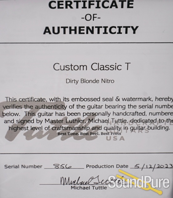 Tuttle Custom Classic T Dirty Blonde Guitar #856 - Used — image 5