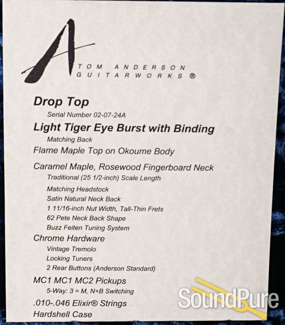 Anderson Drop Top Burst Guitar #02-07-24A - Used — image 4