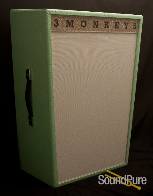 3 Monkeys 2X12 Trapezoid Cabinet Surf Green Tolex — image 6
