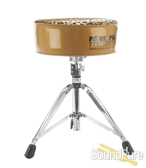 Pork Pie Percussion Round Drum Throne-Gold/Leopard — image 1