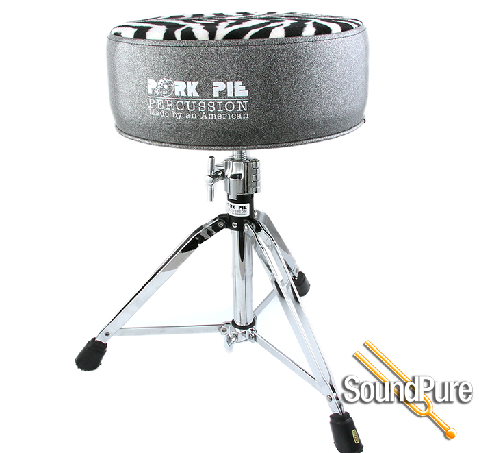Pork Pie Percussion Round Vinyl Drum ThroneCharcoal/ Zebra