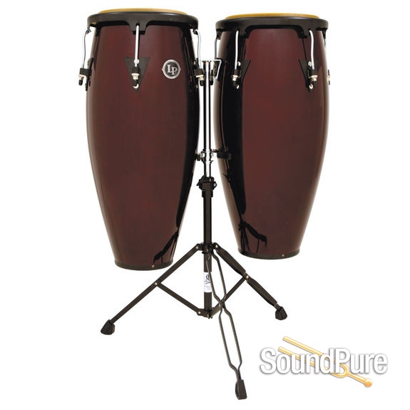 LP Aspire Wood Conga Set With StandDark Wood