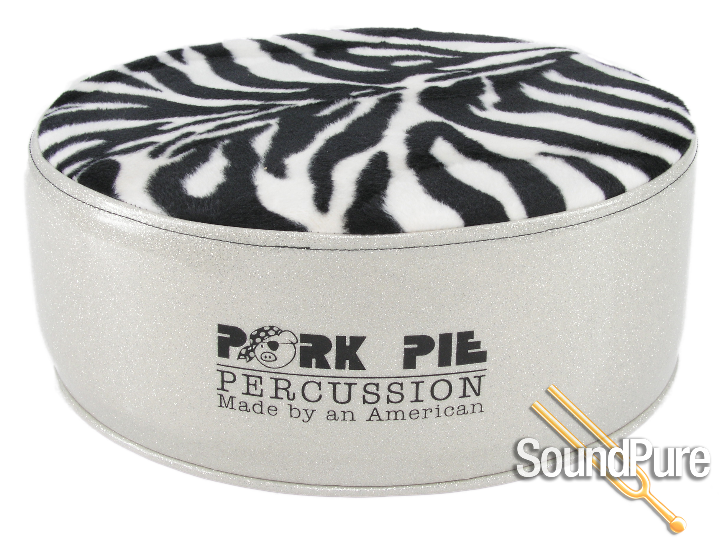 Pork Pie Percussion Round Drum ThroneSilver Sparkle/Zebra
