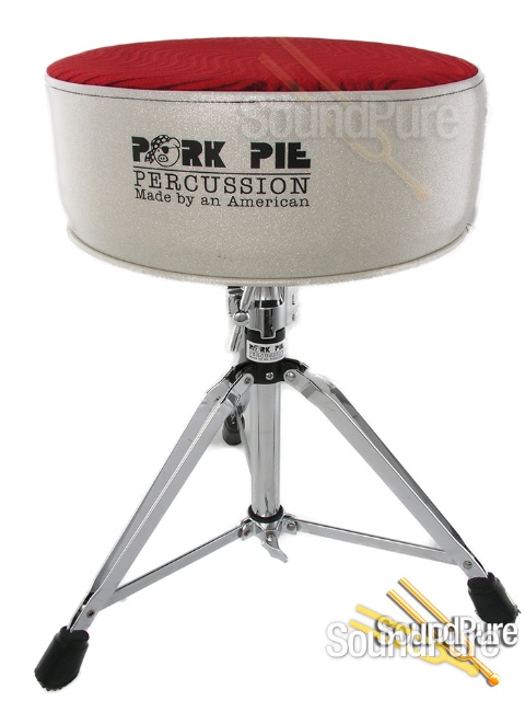 Pork Pie Percussion Round Drum Throne-Silver Sparkle / Red — image 1