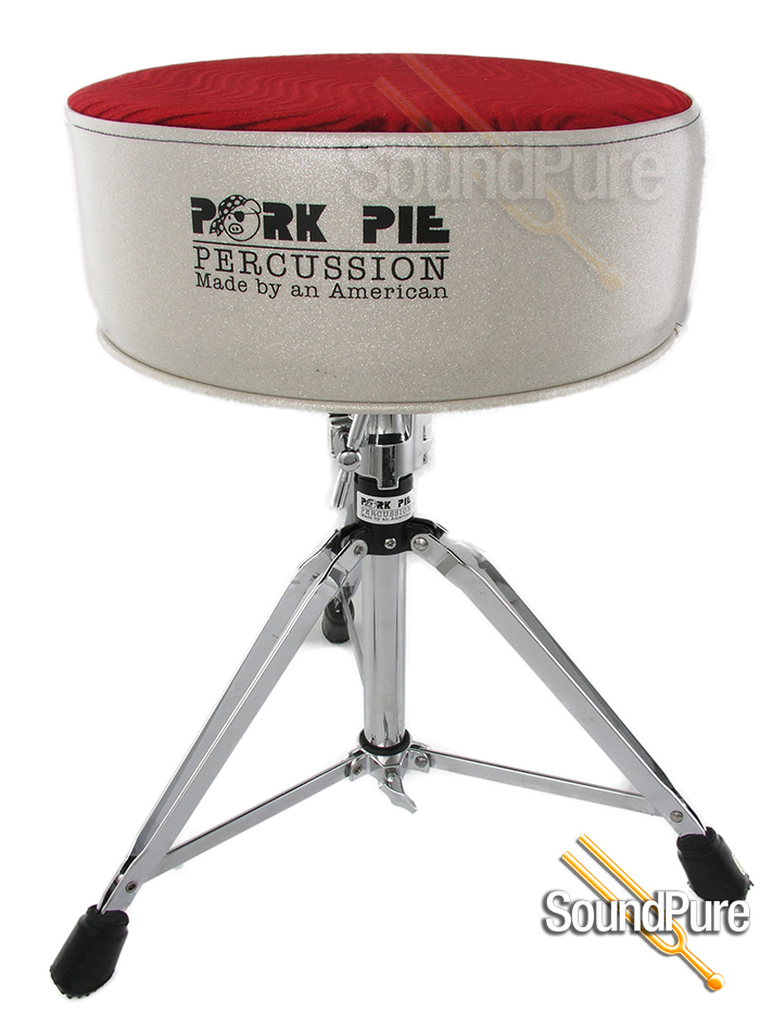 Pork Pie Percussion Round Drum ThroneSilver Sparkle / Red