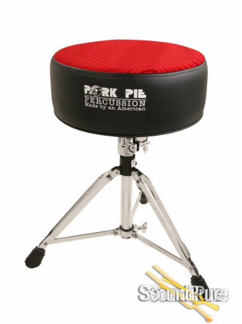 Pork Pie Percussion Round Drum Throne- Black / Red Swirl — image 1