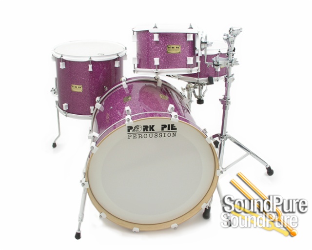 Pork Pie 4pc Purple Glass Glitter/White Hardware Drum Set
