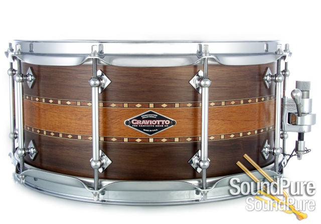 Craviotto 6.5x14 Stacked Solid Walnut/Mahogany Snare Drum — image 1