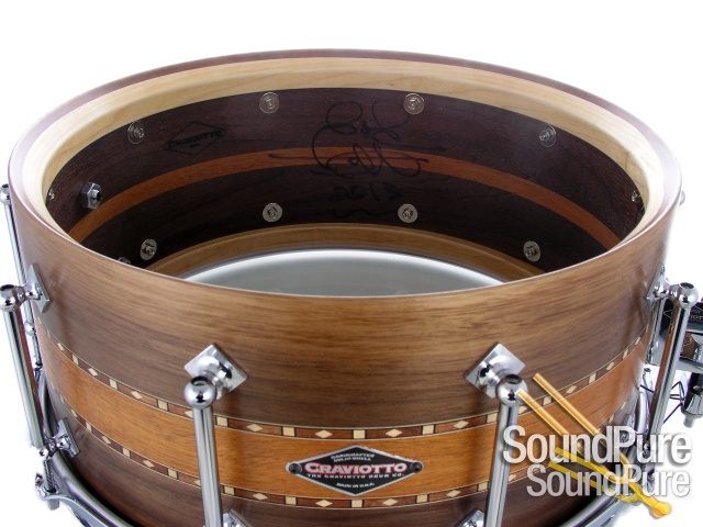 Craviotto 6.5x14 Stacked Solid Walnut/Mahogany Snare Drum — image 6