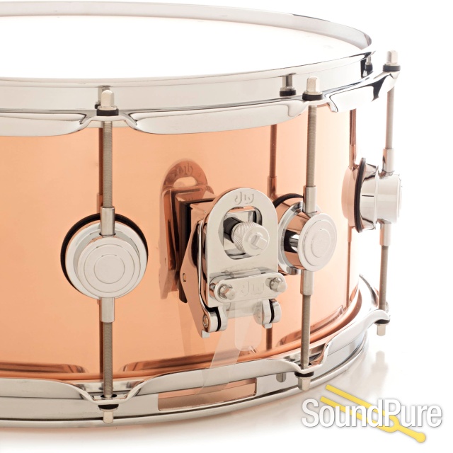 DW 6.5x14 Collectors Series Polished Copper Snare Drum — image 2