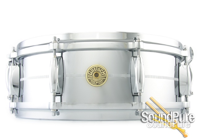 Gretsch 5X14 Chrome Over Brass Snare Drum 8 Lug — image 1
