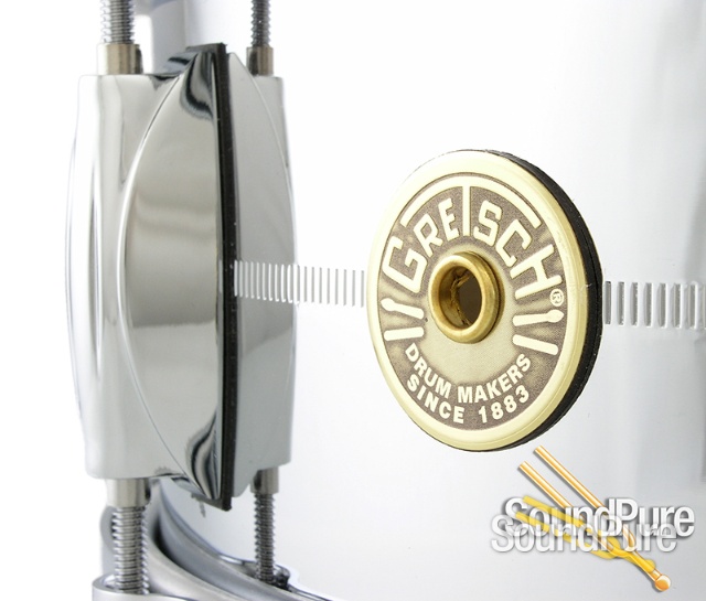 Gretsch 5X14 Chrome Over Brass Snare Drum 8 Lug — image 2