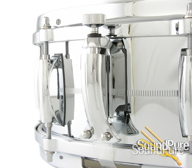 Gretsch 5X14 Chrome Over Brass Snare Drum 8 Lug — image 3